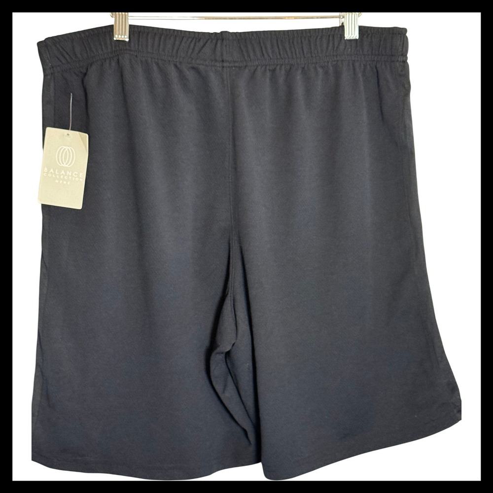 NWT Balance Collection Mens Athletic Shorts Black Side Stripe Elastic Waist  XL